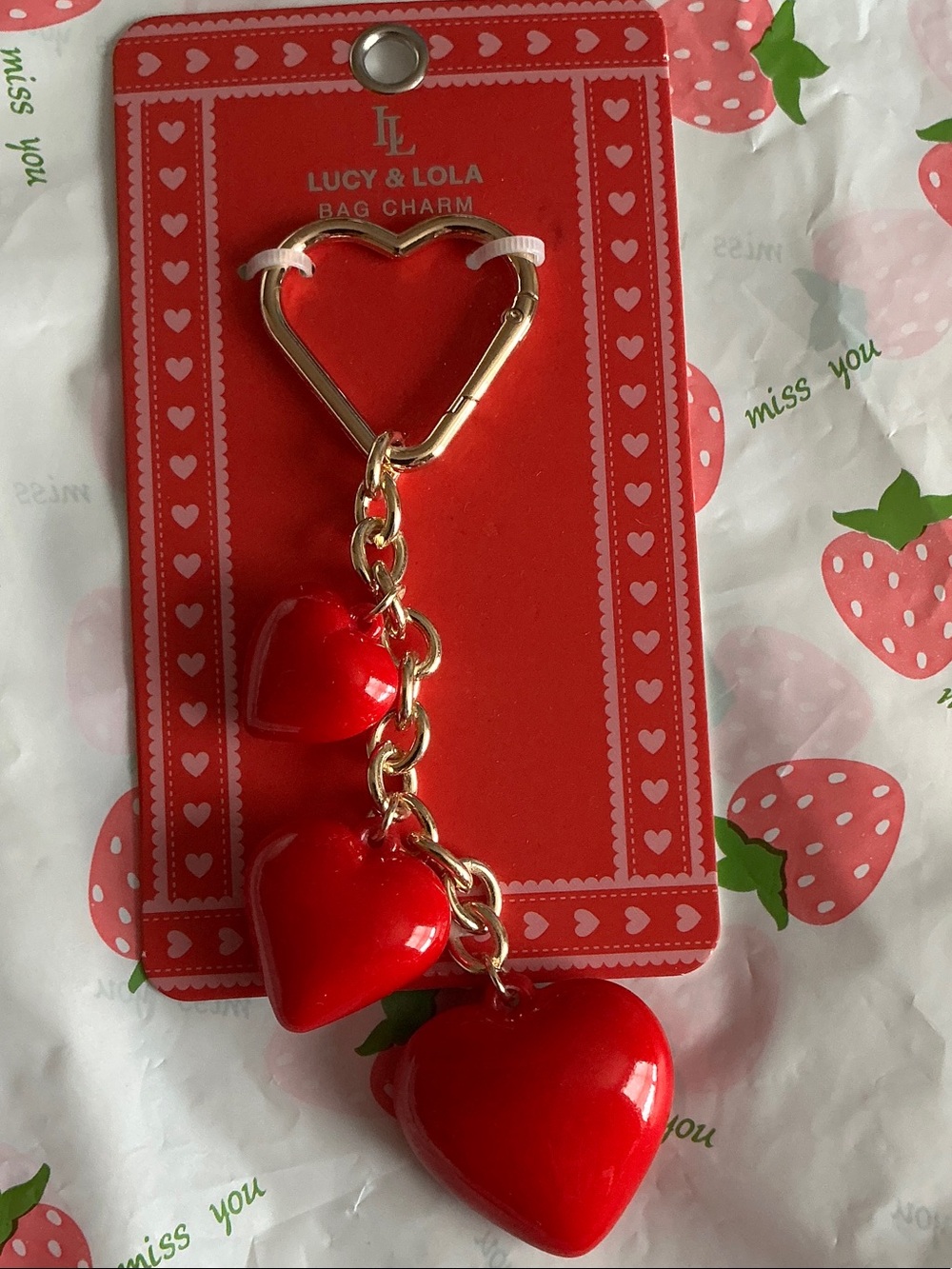 Red Heart Charm Key & Card Holder